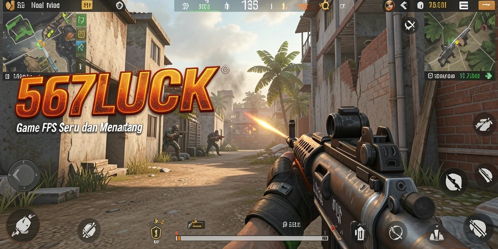 Screenshot menampilkan aksi intens di gameplay FPS 567LUCK.