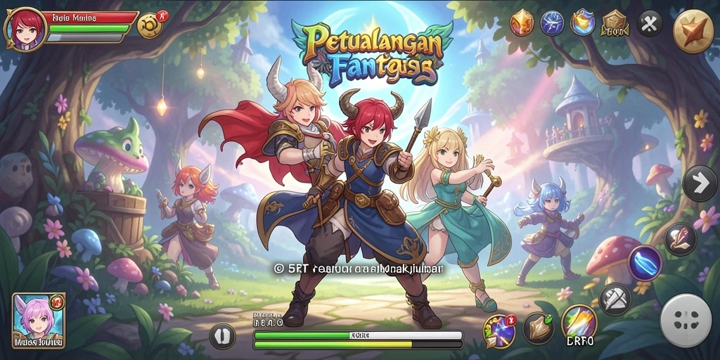 Tampilan gameplay 5RT yang memukau dengan karakter anime menawan.