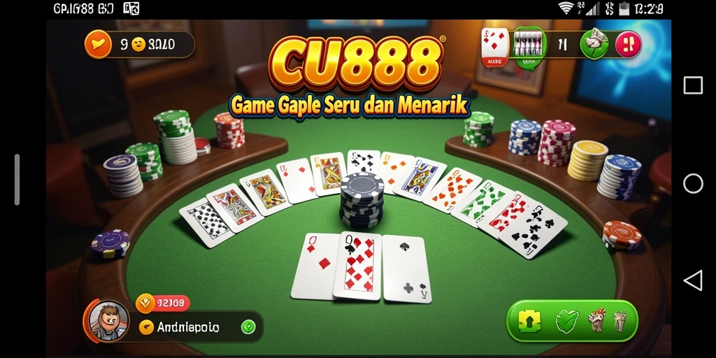 Tampilan utama gameplay Gaple di CU888 yang menarik dan seru.