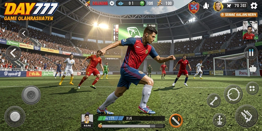 Tangkapan layar dari gameplay DAY777 menampilkan aksi seru di lapangan.
