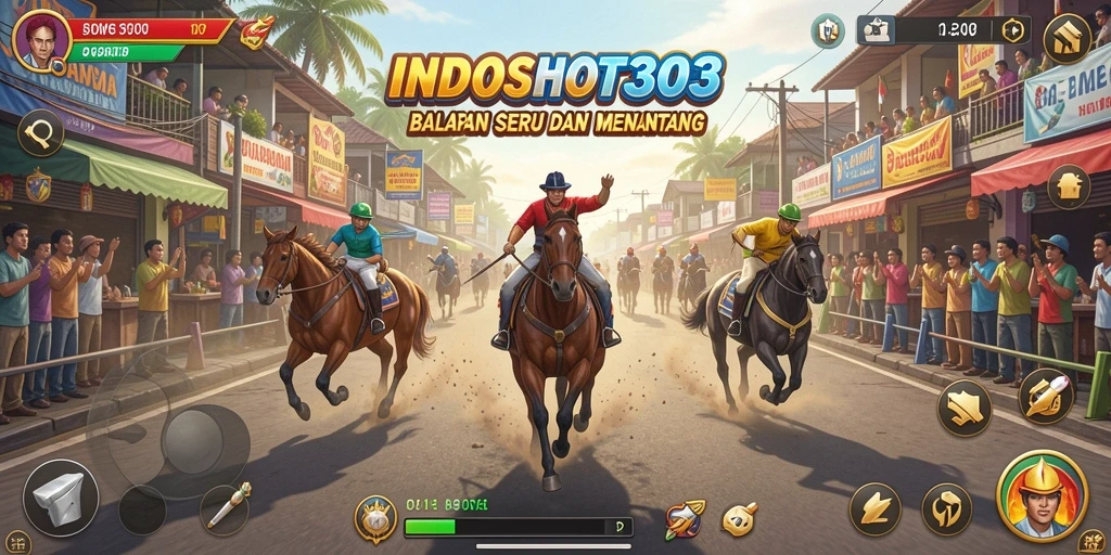 Tangkapan layar game INDOSLOT303 dengan aksi balapan yang mendebarkan.