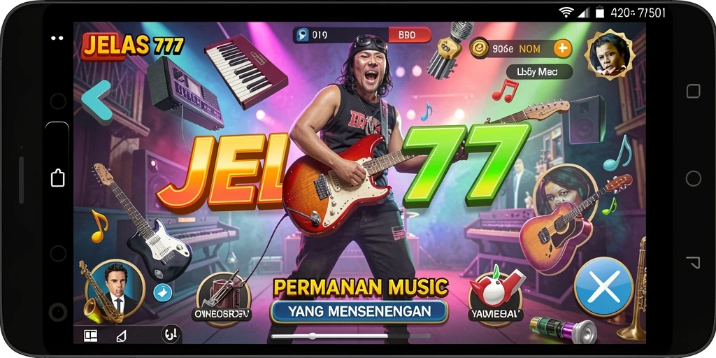 Tampilan gameplay JELAS777 dengan tantangan musik yang menarik.