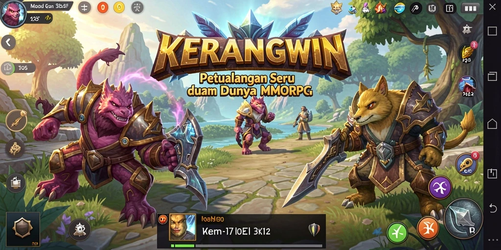 Screenshot gameplay KERANGWIN yang menampilkan pertarungan epik.
