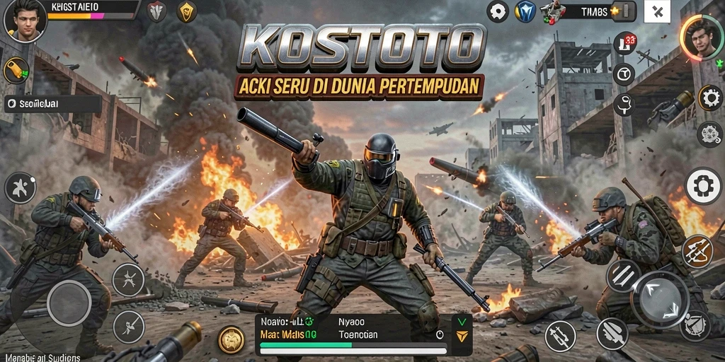 Tampilan gameplay KOSTOTO yang penuh aksi dan seru.