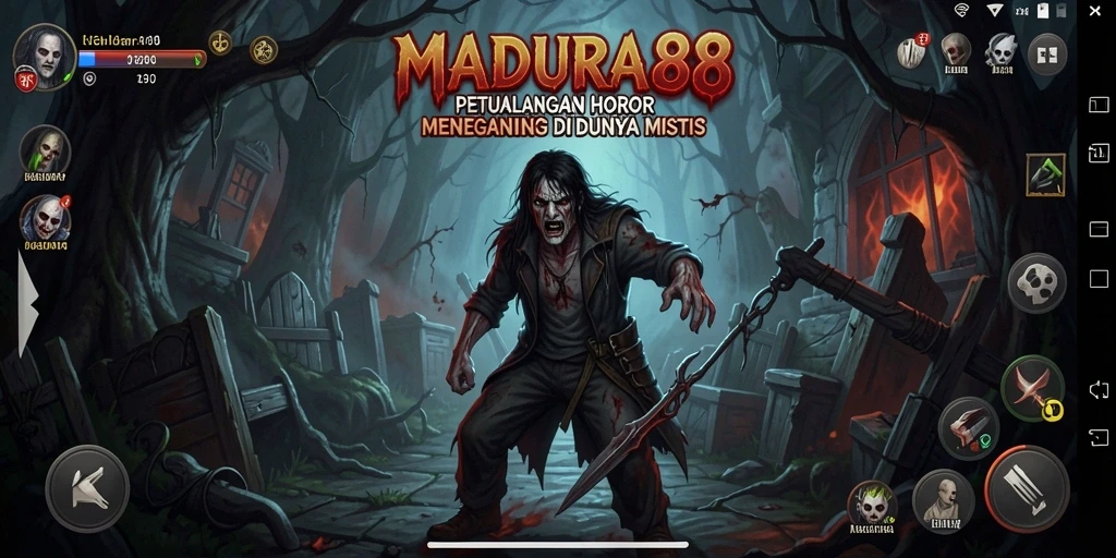Screenshot menampilkan gameplay horor yang mendebarkan dan atmosfer mencekam.