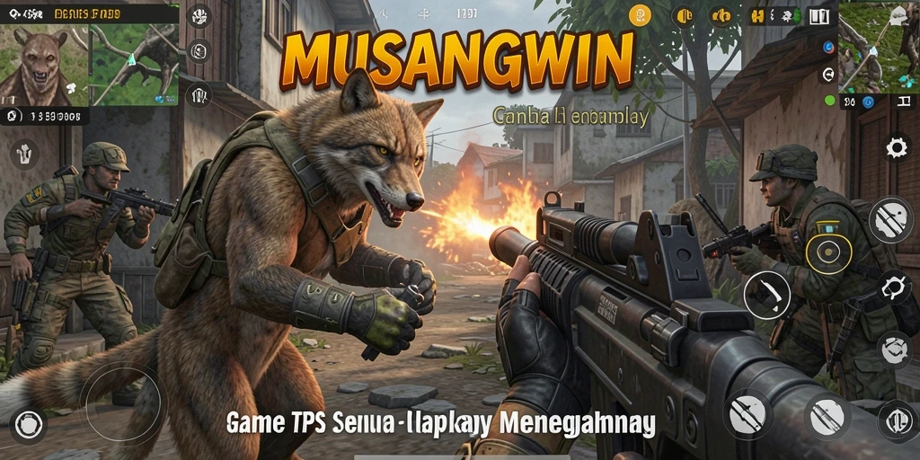 Tampilan gameplay seru dalam pertempuran TPS MUSANGWIN.