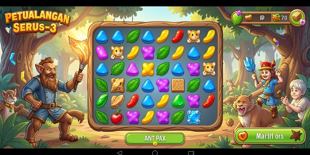 Screenshot PP7 menampilkan gameplay seru dan menantang dari genre Match-3.