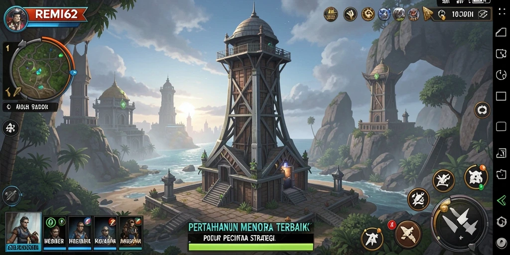 Gameplay menara pertahanan yang aksi dan strategi di REMI62.