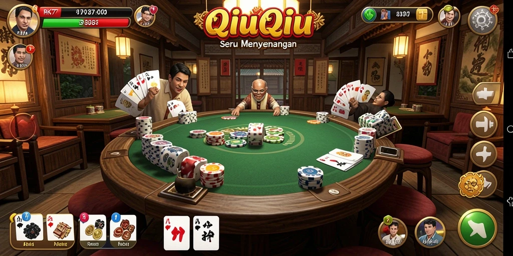 Tampilan gameplay seru dari RK77 dengan kartu QiuQiu.