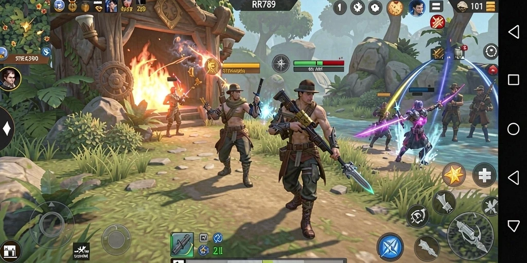 Screenshot gameplay RR789 dengan aksi pertempuran SLG yang menarik.