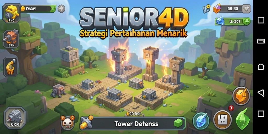 Tampilan gameplay SENIOR4D yang seru dan penuh strategi Tower Defense.