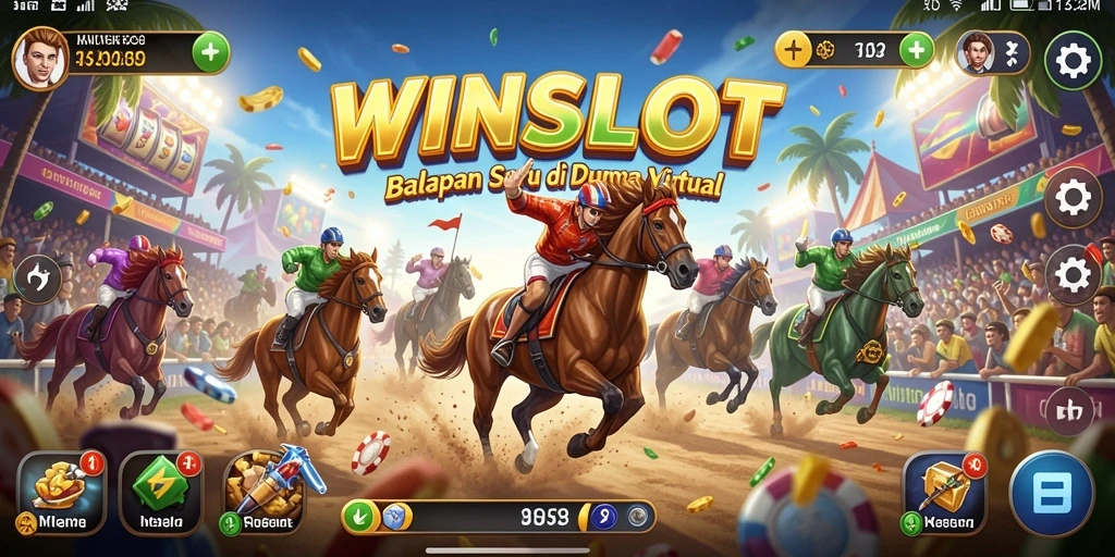 Screenshot gameplay WINSLOT menunjukkan aksi balapan yang mendebarkan.